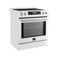 FORNO 30” Induction range with knob control in White color, with 2 sets of knobs and 2 sets of handles: Stainless Steel and Antique Brass FFSIN0982-30WHT