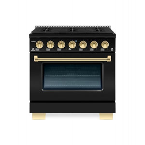 Hallman Bold Series 30" Dual Fuel Freestanding Range in Matte Graphite with Brass Trim SKU HBRDF30BSMG