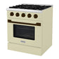 Hallman Bold Series 30" Dual Fuel Freestanding Range in Antique White with Bronze Trim SKU HBRDF30BZAW