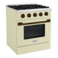 Hallman Bold Series 30" Dual Fuel Freestanding Range in Antique White with Bronze Trim SKU HBRDF30BZAW