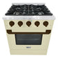 Hallman Bold Series 30" Dual Fuel Freestanding Range in Antique White with Bronze Trim SKU HBRDF30BZAW