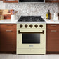 Hallman Bold Series 30" Dual Fuel Freestanding Range in Antique White with Bronze Trim SKU HBRDF30BZAW