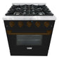 Hallman Bold Series 30" Dual Fuel Freestanding Range in Glossy Black with Bronze Trim SKU HBRDF30BZGB