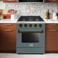 Hallman Bold Series 30" Dual Fuel Freestanding Range in Blue Grey with Bronze Trim SKU HBRDF30BZGR