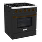 Hallman Bold Series 30" Dual Fuel Freestanding Range in Matte Graphite with Bronze Trim SKU HBRDF30BZMG