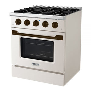 Hallman Bold Series 30" Dual Fuel Freestanding Range in Stainless Steel with Bronze Trim SKU HBRDF30BZSS