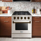 Hallman Bold Series 30" Dual Fuel Freestanding Range in Stainless Steel with Bronze Trim SKU HBRDF30BZSS