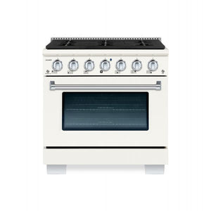 Hallman Bold Series 30" Dual Fuel Freestanding Range in Antique White with Chrome Trim SKU HBRDF30CMAW