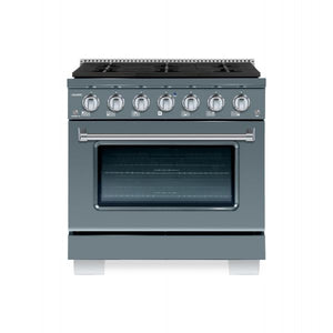 Hallman Bold Series 30" Dual Fuel Freestanding Range in Blue Grey with Chrome Trim SKU HBRDF30CMGR