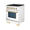 Hallman Bold Series 30" Gas Freestanding Range in White with Brass Trim SKU HBRG30BSWT