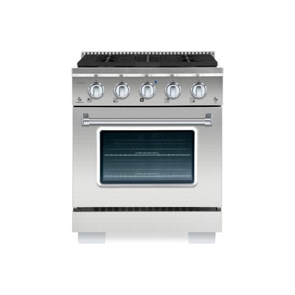 Hallman Bold Series 30" Dual Fuel Freestanding Range in Stainless Steel with Chrome Trim SKU HBRDF30CMSS