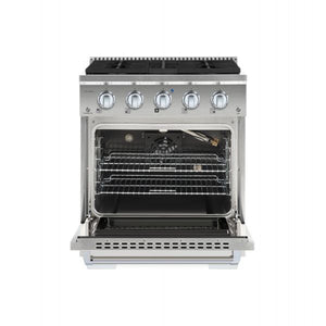 Hallman Bold Series 30" Dual Fuel Freestanding Range in Stainless Steel with Chrome Trim SKU HBRDF30CMSS