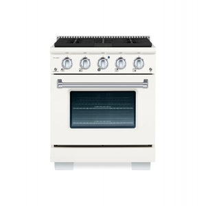 Hallman Bold Series 30" Gas Freestanding Range in White with Chrome Trim SKU HBRG30CMWT