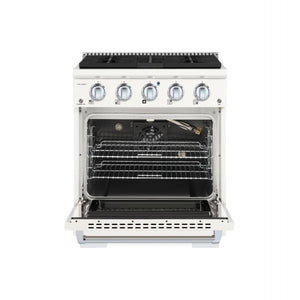 Hallman Bold Series 30" Gas Freestanding Range in White with Chrome Trim SKU HBRG30CMWT