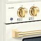 Hallman Bold Series 30" Dual Fuel Freestanding Range in Antique White with Brass Trim SKU HBRDF30BSAW