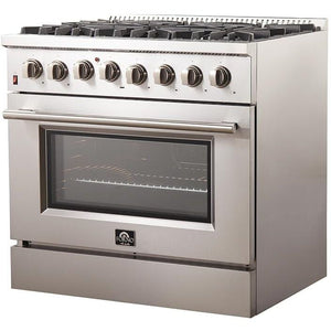 Forno Galiano Dual Fuel Range 36" in Stainless Steel 6 Italian Burners, FFSGS6156-36