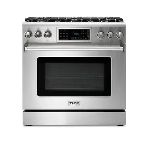 Thor Kitchen Appliance Package - 36 In. Gas Range, Range Hood, AP-TRG3601LP-W