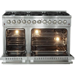 Forno Galiano Dual Fuel Range 48" in Stainless Steel with 8 Italian Burners, FFSGS6156-48