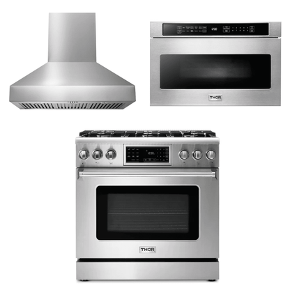 Thor Kitchen 3 Piece Appliance Package, AP-TRG3601LP-W-4