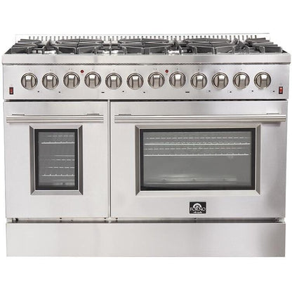 Forno Galiano Dual Fuel Range 48" in Stainless Steel with 8 Italian Burners, FFSGS6156-48