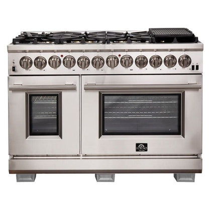 Forno Capriasca Pro-Series Dual Fuel Range 48" in Stainless Steel 8 Italian Burners, FFSGS6187-48