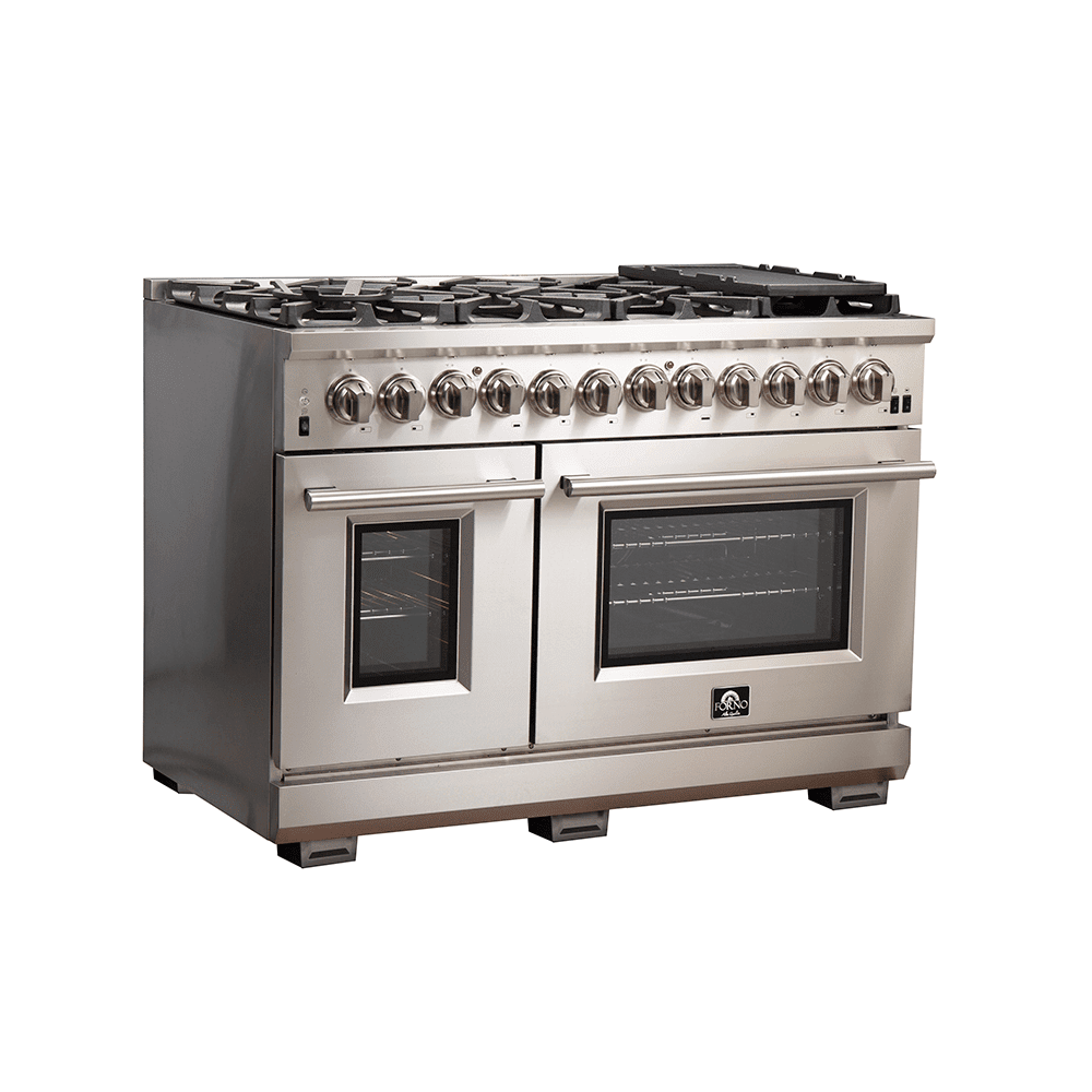 Forno Capriasca Pro-Series Dual Fuel Range 48" in Stainless Steel 8 Italian Burners, FFSGS6187-48