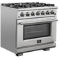 Forno Capriasca Pro Series Dual Fuel Range 36" in Stainless Steel 6 Italian Burners, FFSGS6187-36