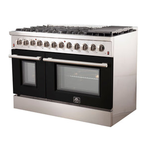 Forno Professional Dual Fuel Range 48 Inch Freestanding in Black, FFSGS6156-48BLK