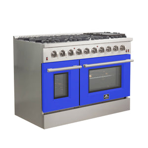 Forno Professional Gas Range 48 Inch Freestanding in Blue, FFSGS6244-48BLU