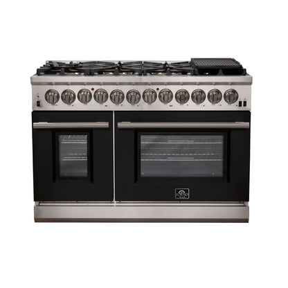 Forno Professional Dual Fuel Range 48 Inch Freestanding in Black, FFSGS6187-48BLK