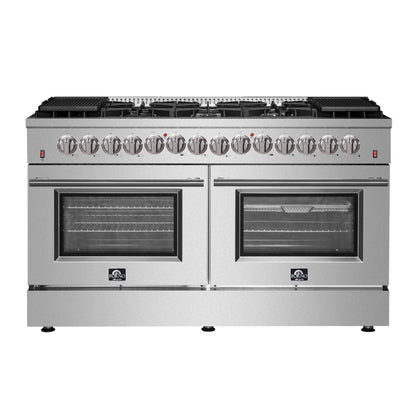 Forno Galiano Professional Dual Fuel Range 60" 8.64 cu. ft. Freestanding in Stainless Steel, FFSGS6156-60