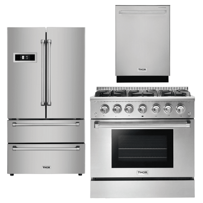 Thor Kitchen 3 Piece Natural Gas Professional Appliance Package, AP-HRG3618U-2