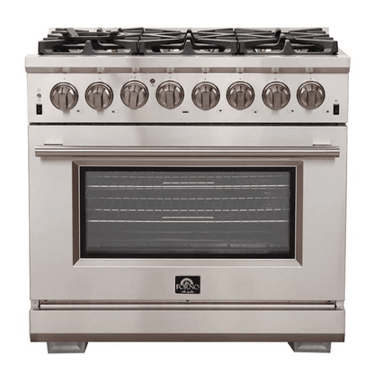 Forno Capriasca Pro Series Dual Fuel Range 36" in Stainless Steel 6 Italian Burners, FFSGS6187-36