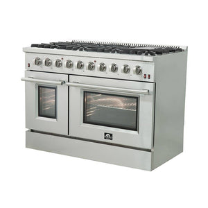 Forno Galiano Gas Range 48" with 8 Burners and Reversible Griddle in Stainless Steel (FFSGS6244-48)